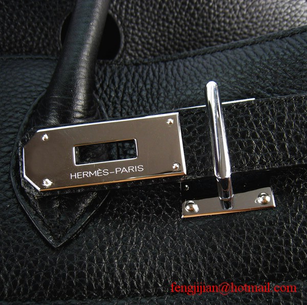 Hermes Birkin 42cm Togo Leather Bag 6109 Black silver padlock